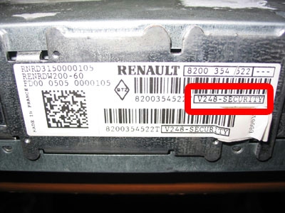 Renault Radio Codes